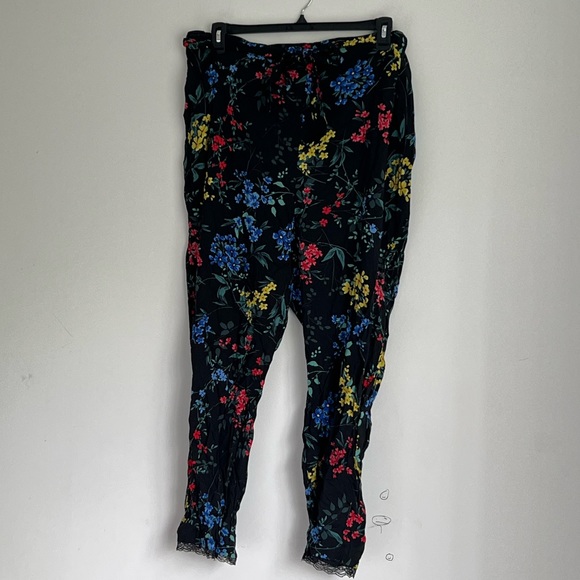 ESSENTIALS ABS size 2X Ladies Vivid Floral Pants PullOn Elastic flat Tie - Picture 3 of 10